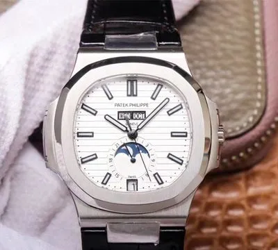 Patek Philippe Nautilus 5726 1A-010 PF Factory 1:1 Best Edition Replica Watch Moonphase Black Leather Strap Swiss Cal.324 S QA LU 24 H